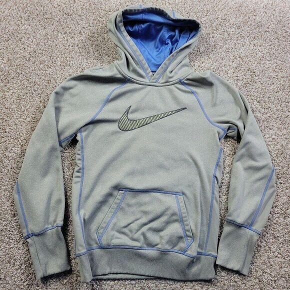 Nike Pullover Hoodie Sweatshirt Womens Small Gray Therma Fit Swoosh - Picture 1 of 7